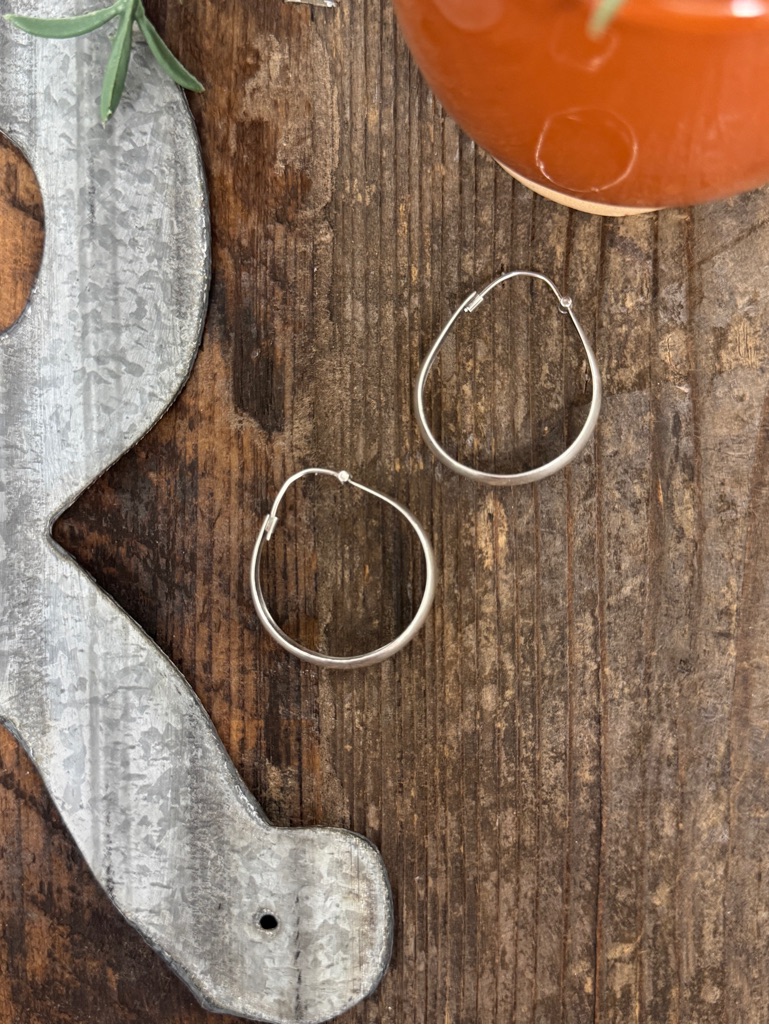 Boma Sterling Silver Classic Silver Hoop Drop Earrings